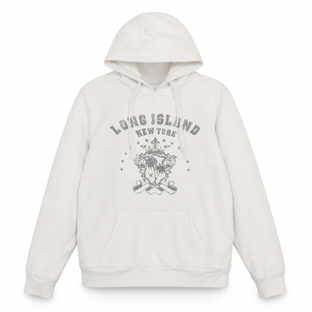 Denim & Co. Womens White Cotton Pullover Hoodie Size 12
