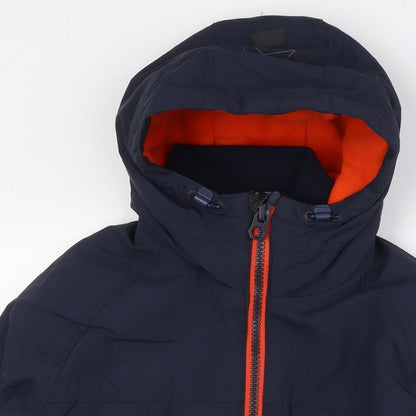 Close-up detail of Next girls’ blue basic coat coat, size 12, years zip
