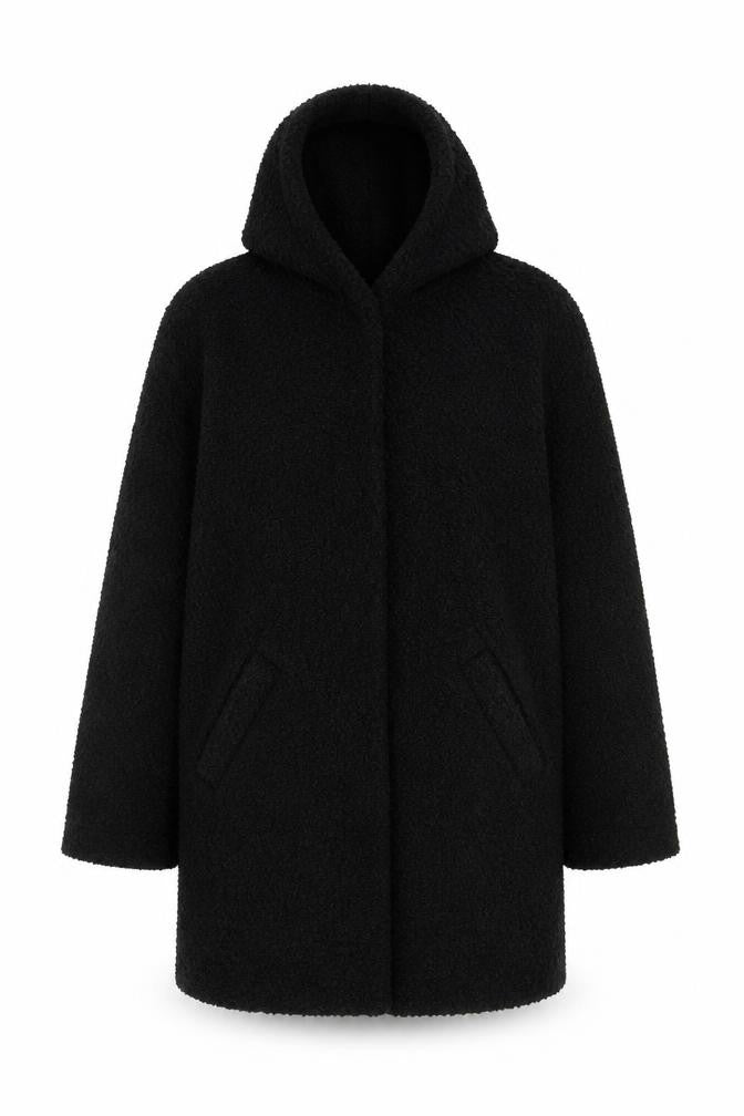 Klass Womens Black Overcoat Coat Size S Snap - Textured