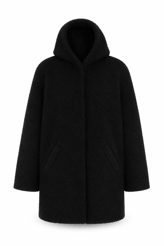 Klass Womens Black Overcoat Coat Size S Snap - Textured