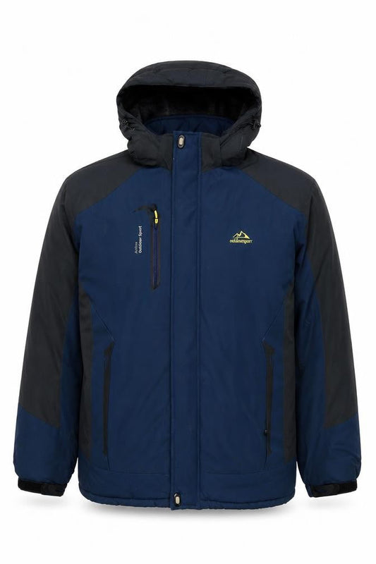 Outdoor Jacket Mens Blue Rain Coat Coat Size L Zip - Fleece Lined
