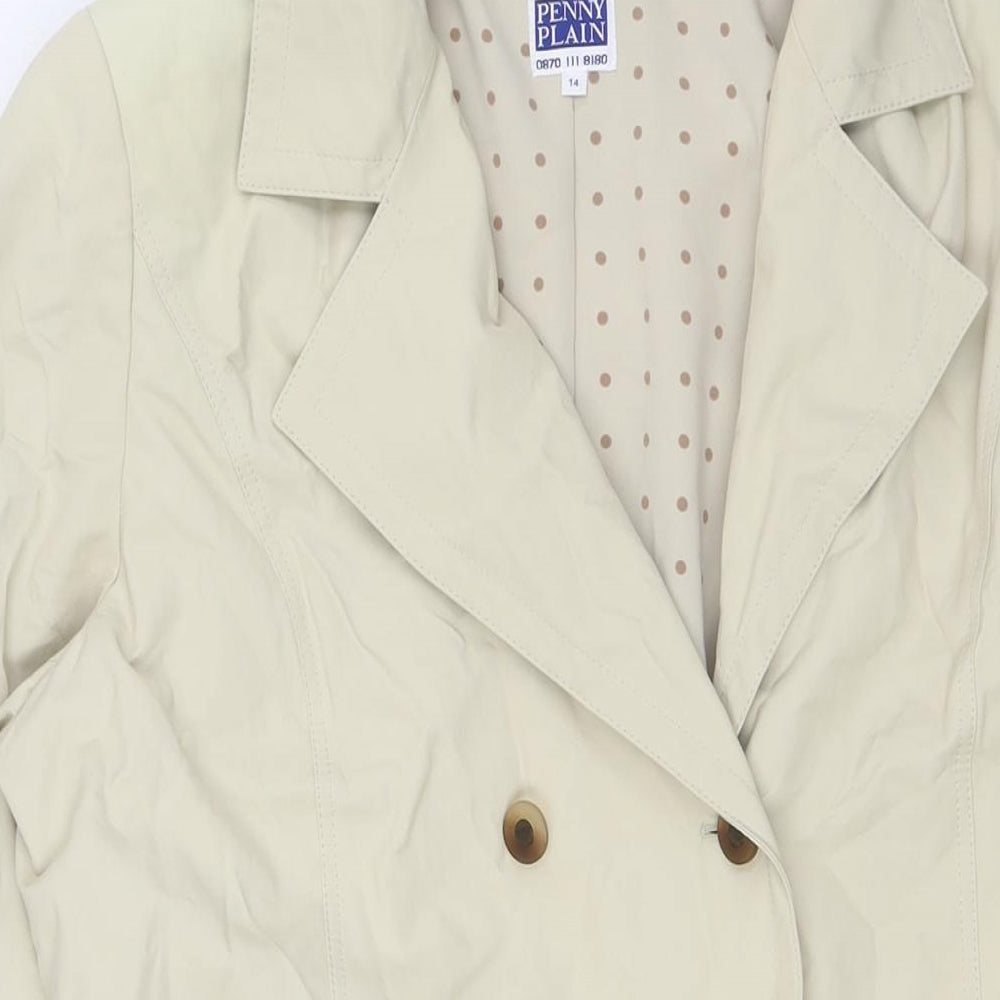 Penny Plain Womens Beige Overcoat Coat Size 14 Button