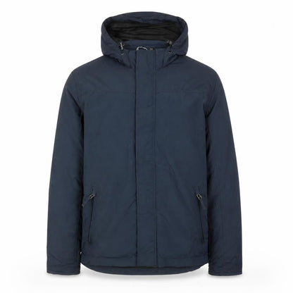 Front view of Atlantic Bay men’s blue jacket, size M, zip