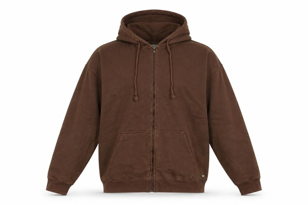 Pull&Bear Boys Brown Cotton Full Zip Hoodie Size M Zip