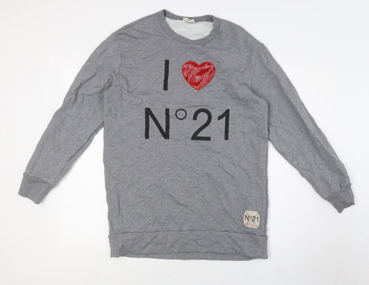 No 21 Womens Grey Cotton Pullover Sweatshirt Size 14 - I Love No 21