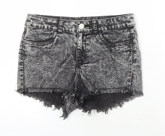 H&M Womens Grey Cotton Hot Pants Shorts Size 6 Regular