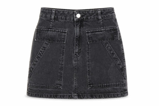 Topshop Womens Black Herringbone Cotton Mini Skirt Size 6
