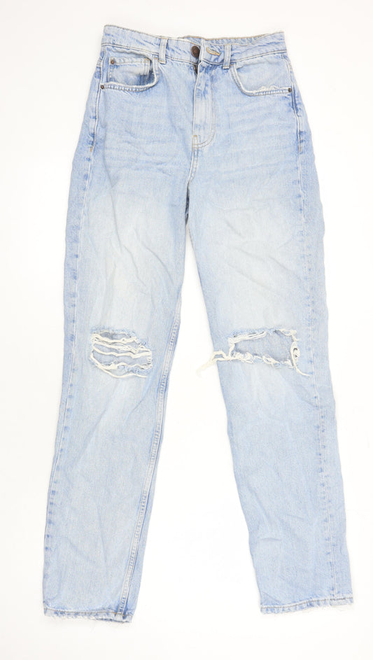 George Womens Blue Cotton Mom Jeans Size 8 L29 in Regular