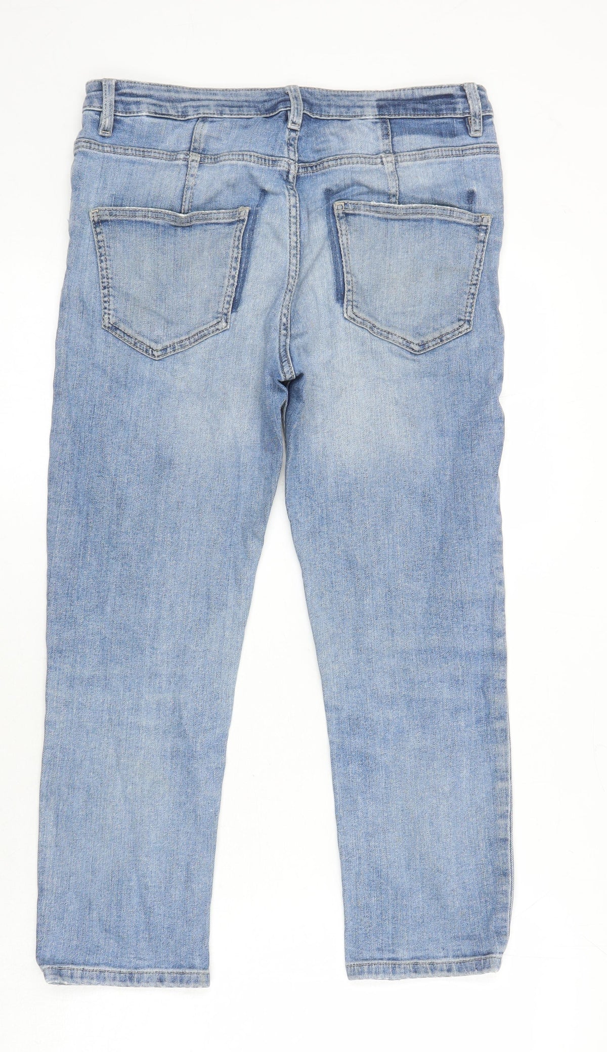 Marks & Spencer Womens Blue Cotton Straight Jeans Size 10 L22 in Regular