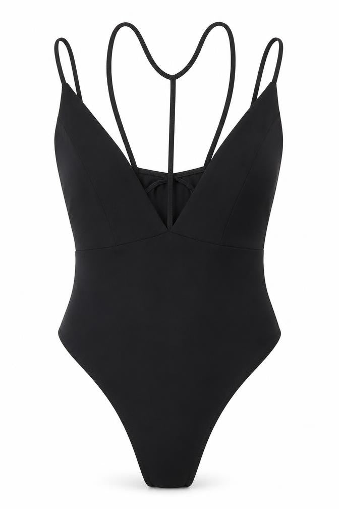 Missguided Womens Black Polyester Bodysuit One-Piece Size 10 Snap - Strappy