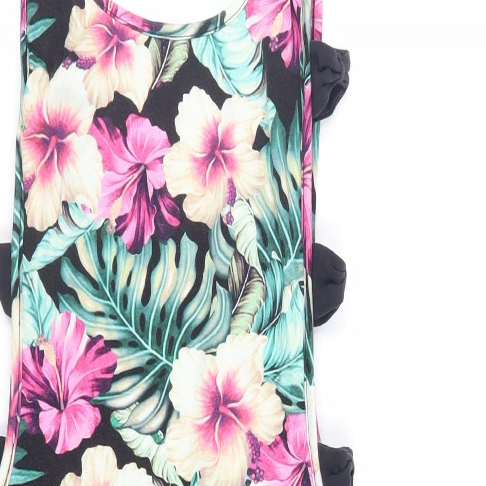 ASOS Womens Multicoloured Floral Cotton Bodycon Size 8 Round Neck Pullover - Bow Detail