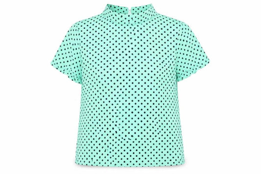 Marks and Spencer Womens Green Polka Dot Polyester Basic Blouse Size 10 Collared