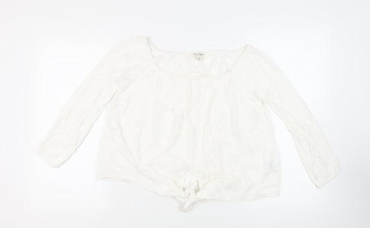 Miss Selfridge Womens White Viscose Basic Blouse Size 10 Off the Shoulder - Tie Front