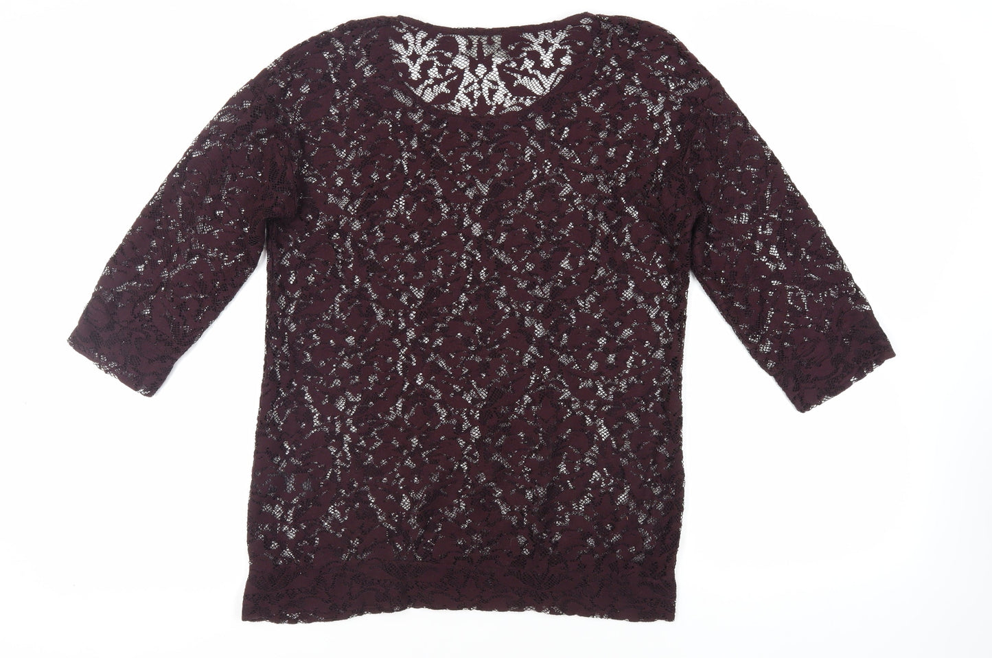 NEXT Womens Purple Polyester Basic Blouse Size 10 Round Neck - Sheer