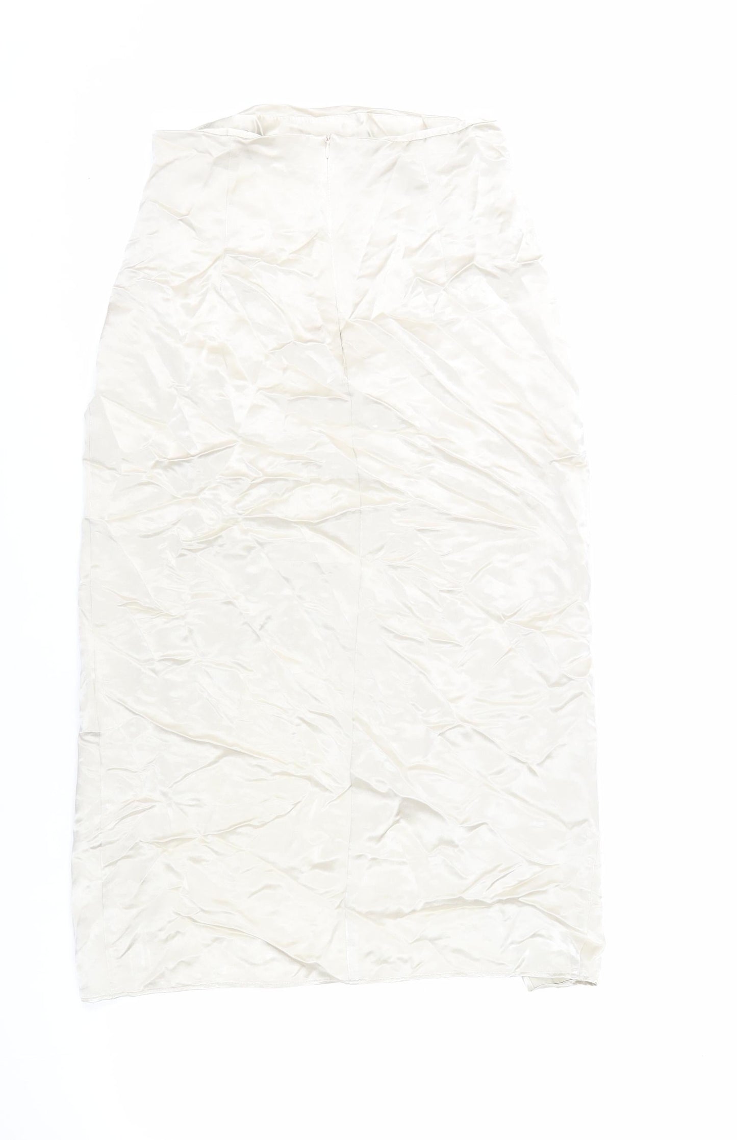 Zara Womens Beige Polyester Straight & Pencil Skirt Size M Zip - Wrap Front Detail