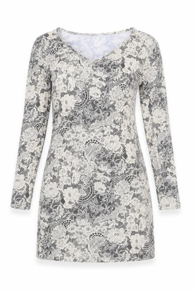 Boohoo Womens Beige Floral Polyester Mini Size 16 V-Neck Pullover
