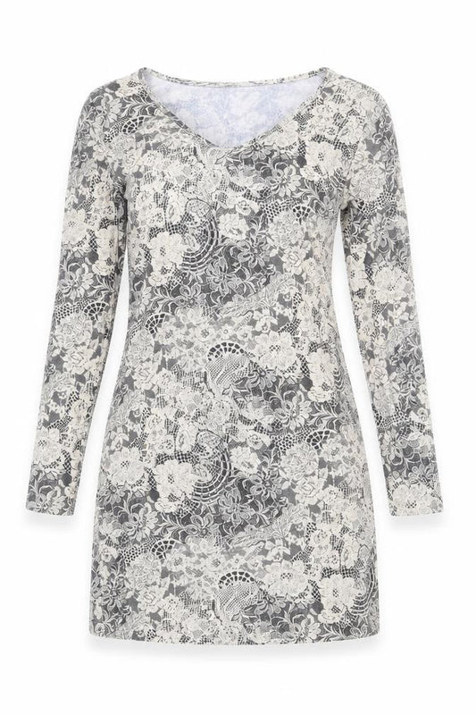 Boohoo Womens Beige Floral Polyester Mini Size 16 V-Neck Pullover