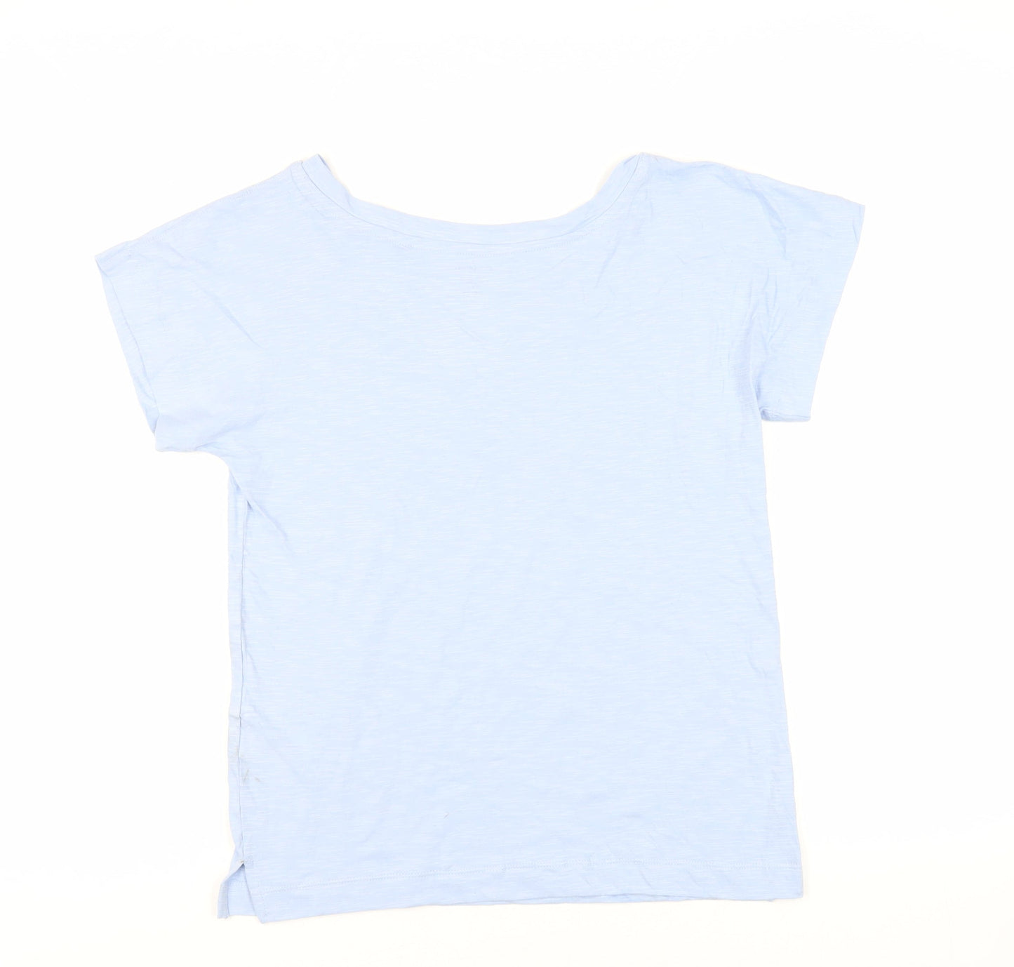 Marks and Spencer Womens Blue Cotton Basic T-Shirt Size 8 Boat Neck