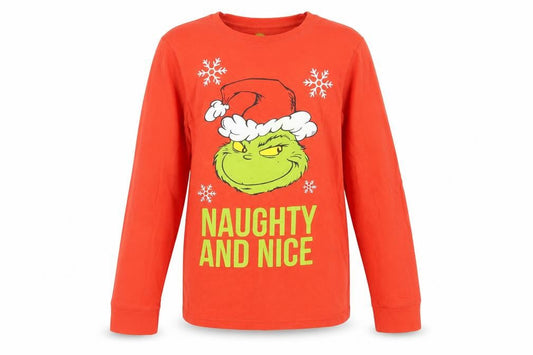 Disney Girls Red Cotton Pullover T-Shirt Size 10-11 Years Crew Neck - The Grinch Christmas