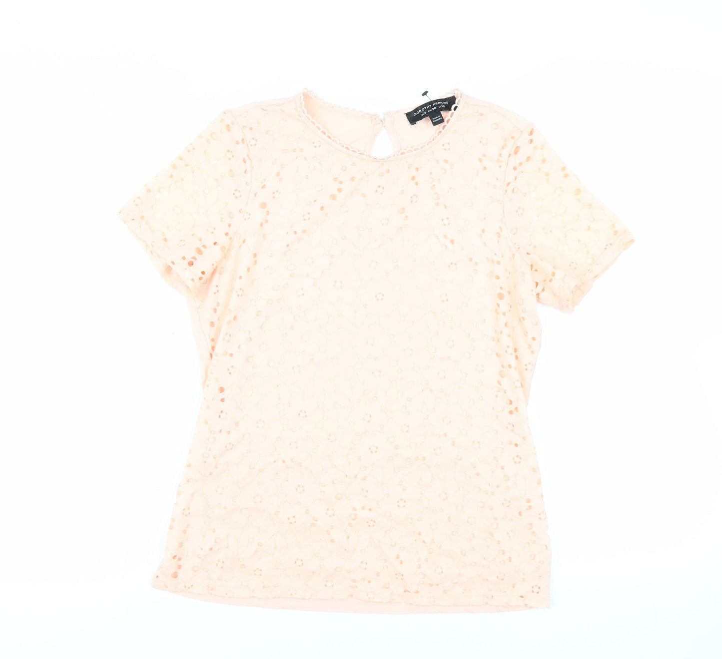 Dorothy Perkins Womens Pink Nylon Basic Blouse Size 10 Round Neck