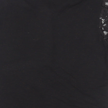 Per Una Womens Black Viscose Basic Blouse Size 12 Collared - Lace Detail