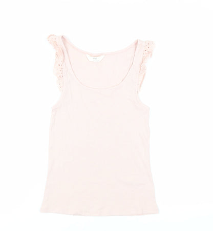 Marks & Spencer Womens Pink Cotton Basic Tank Size 8 Scoop Neck - Ribbed