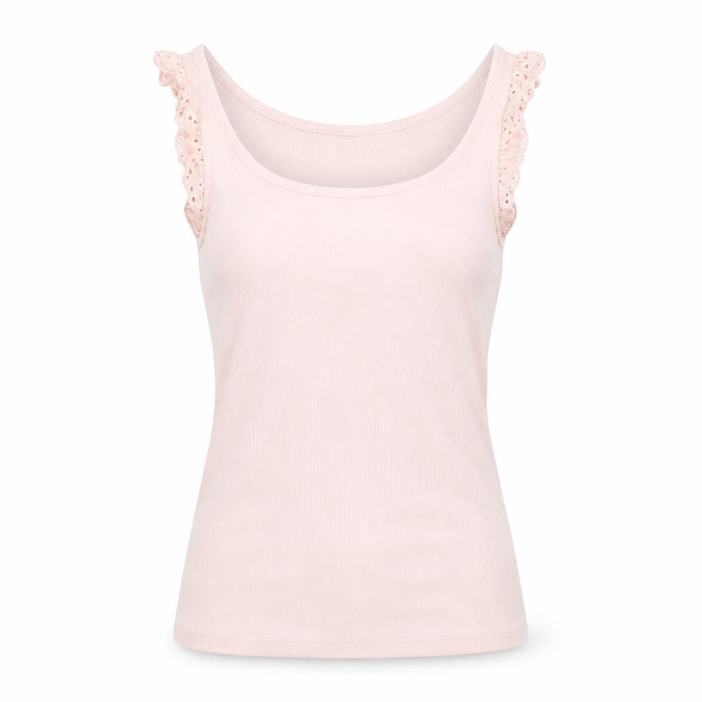 Marks & Spencer Womens Pink Cotton Basic Tank Size 8 Scoop Neck - Ribbed
