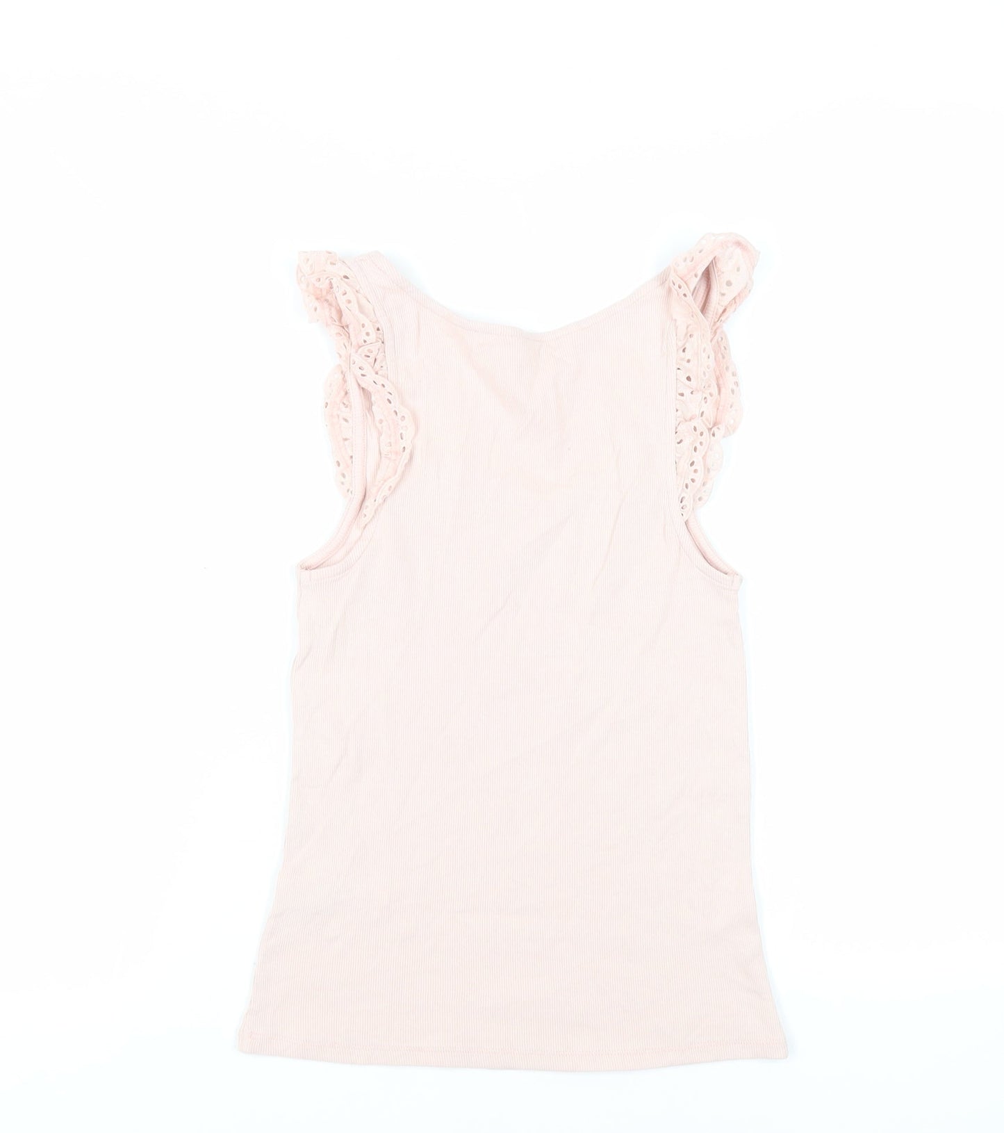 Marks and Spencer Womens Pink Cotton Basic Tank Size 8 Scoop Neck - Ribbed