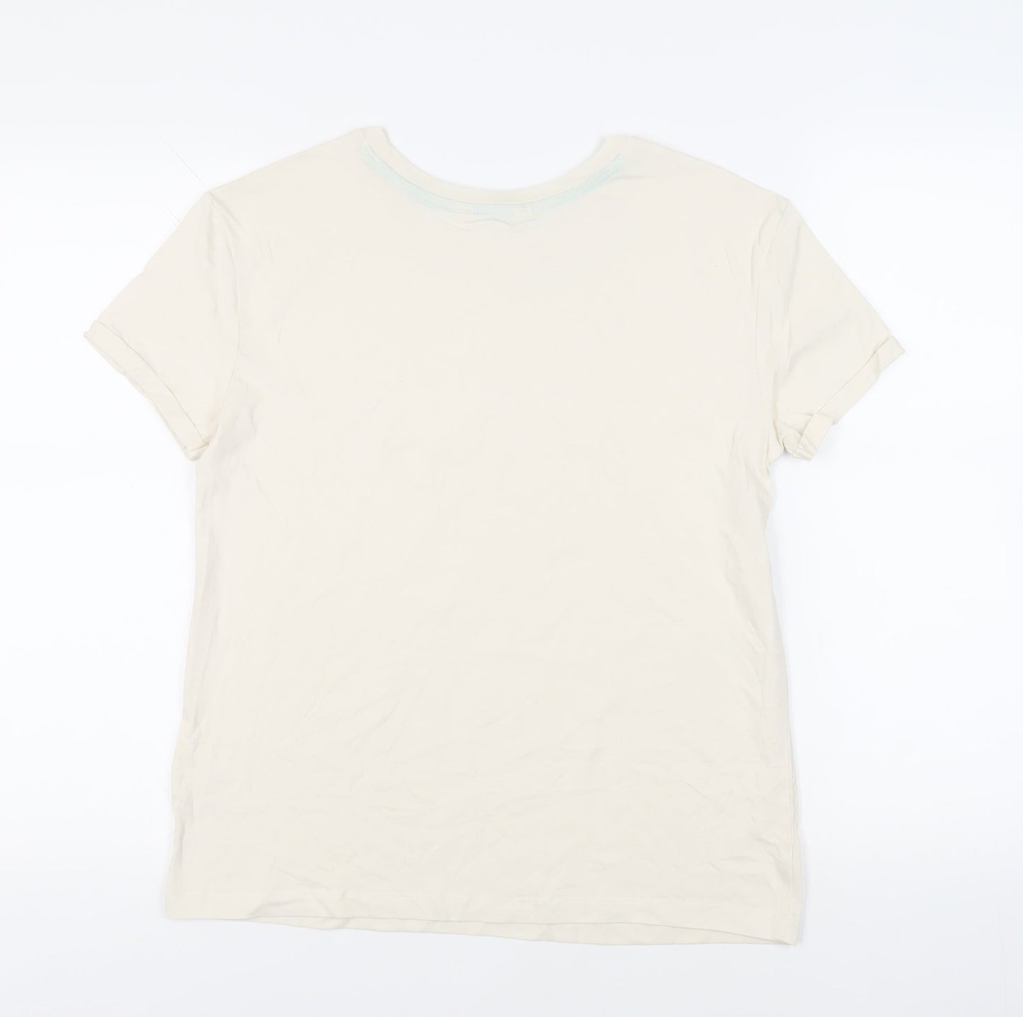 Marks and Spencer Womens Ivory Cotton Basic T-Shirt Size S Crew Neck - Good Things