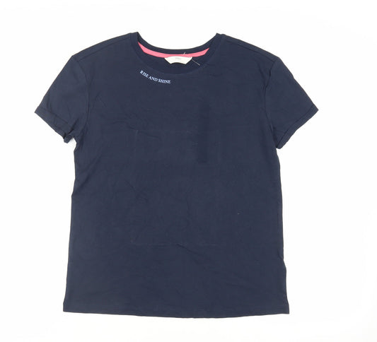Marks and Spencer Womens Blue Solid Cotton Top Pyjama Top Size S