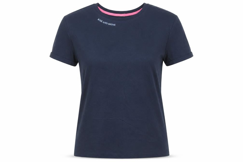 Marks & Spencer Womens Blue Solid Cotton Top Pyjama Top Size S