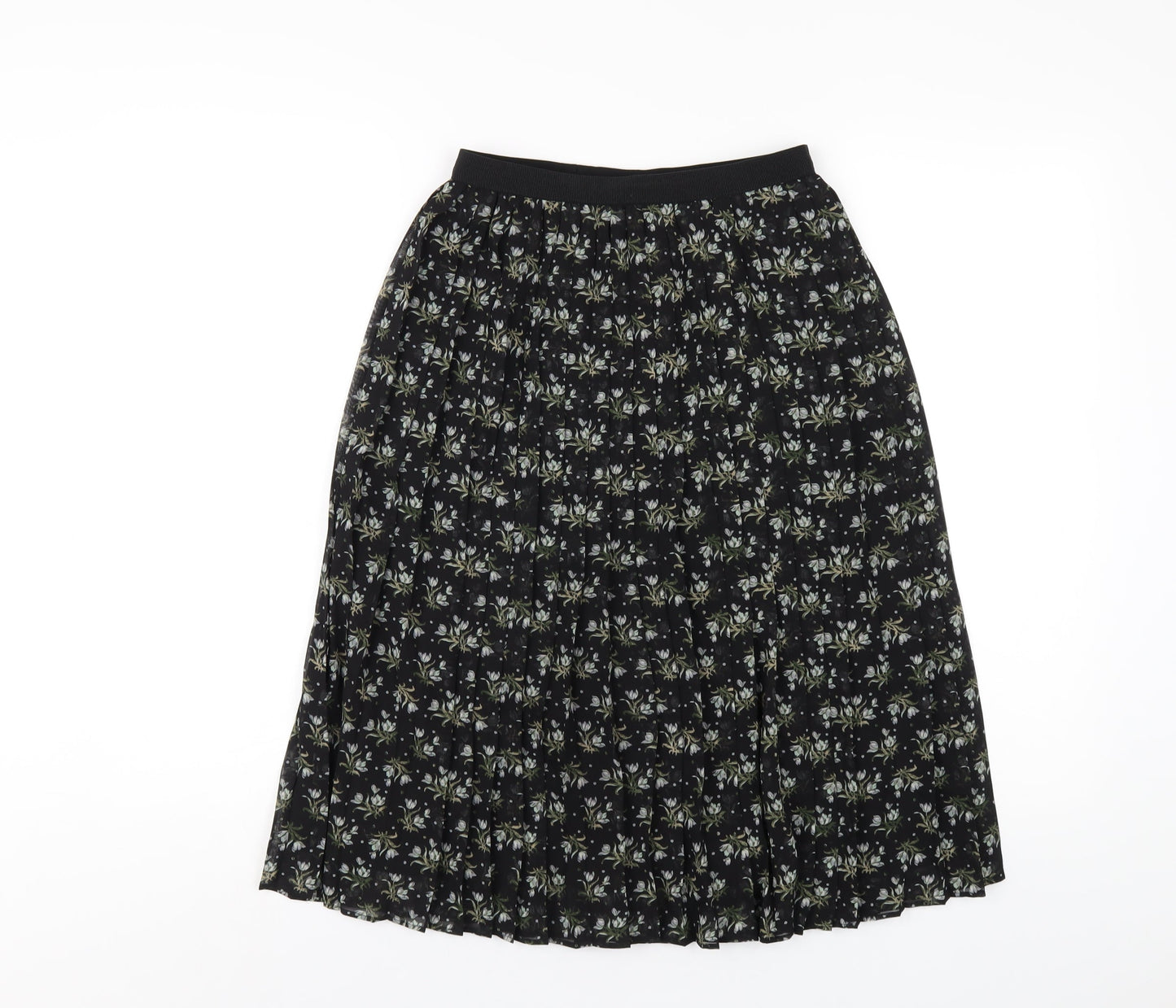 Uniqlo Womens Black Floral Polyester Pleated Skirt Size XS