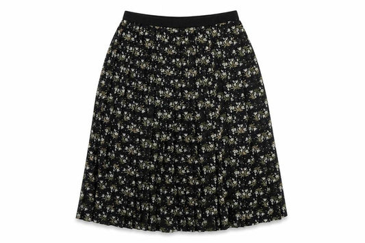 Uniqlo Womens Black Floral Polyester Pleated Skirt Size XS