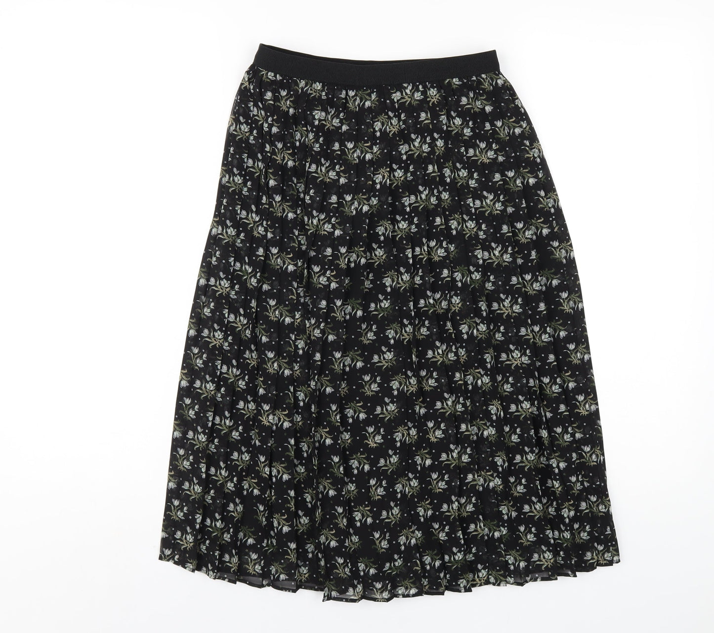 Uniqlo Womens Black Floral Polyester Pleated Skirt Size XS