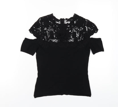 Marciano Womens Black Viscose Basic T-Shirt Size S Round Neck