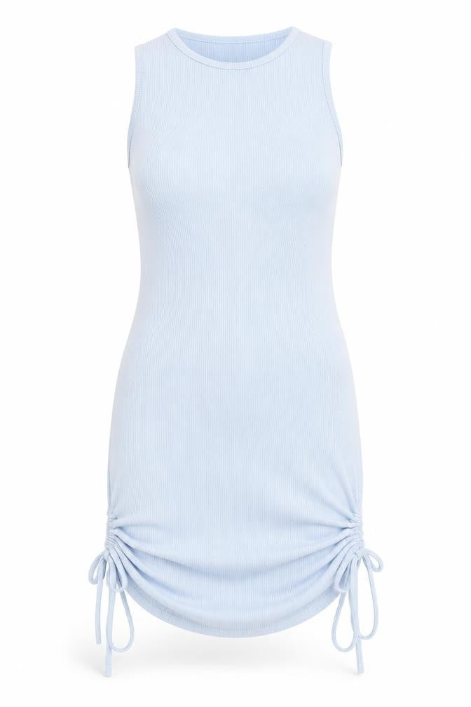 Spotted Womens Blue Polyester Bodycon Size XS Round Neck Pullover