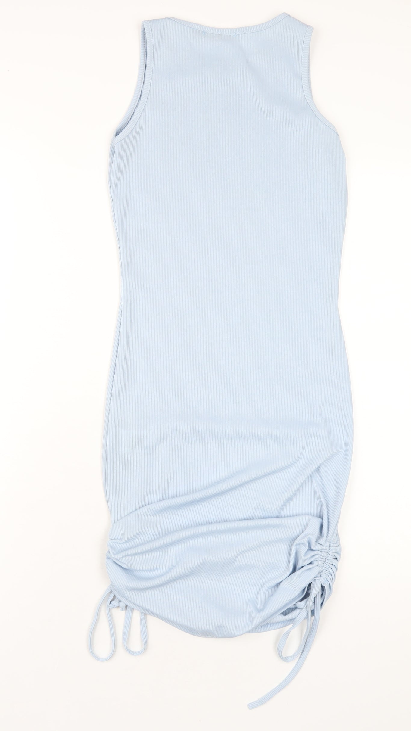 Spotted Womens Blue Polyester Bodycon Size XS Round Neck Pullover