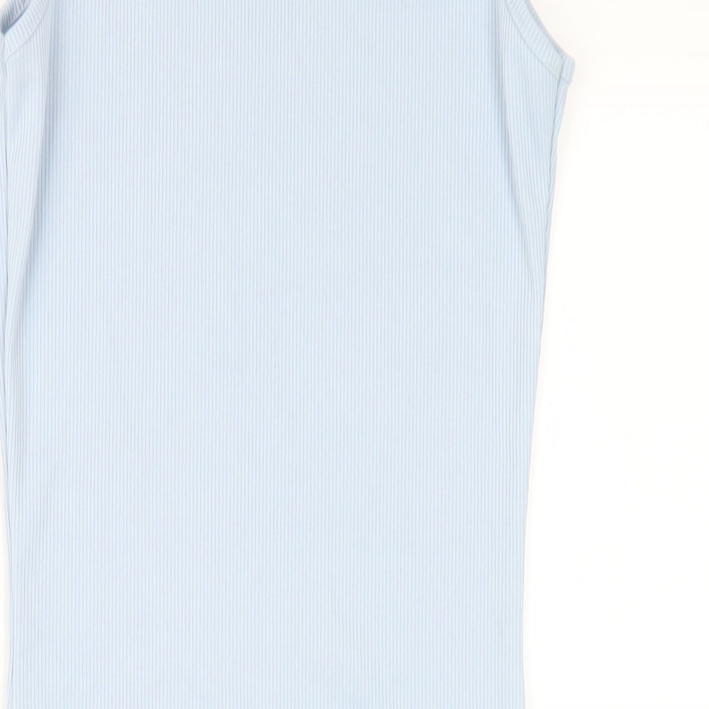 Spotted Womens Blue Polyester Bodycon Size XS Round Neck Pullover