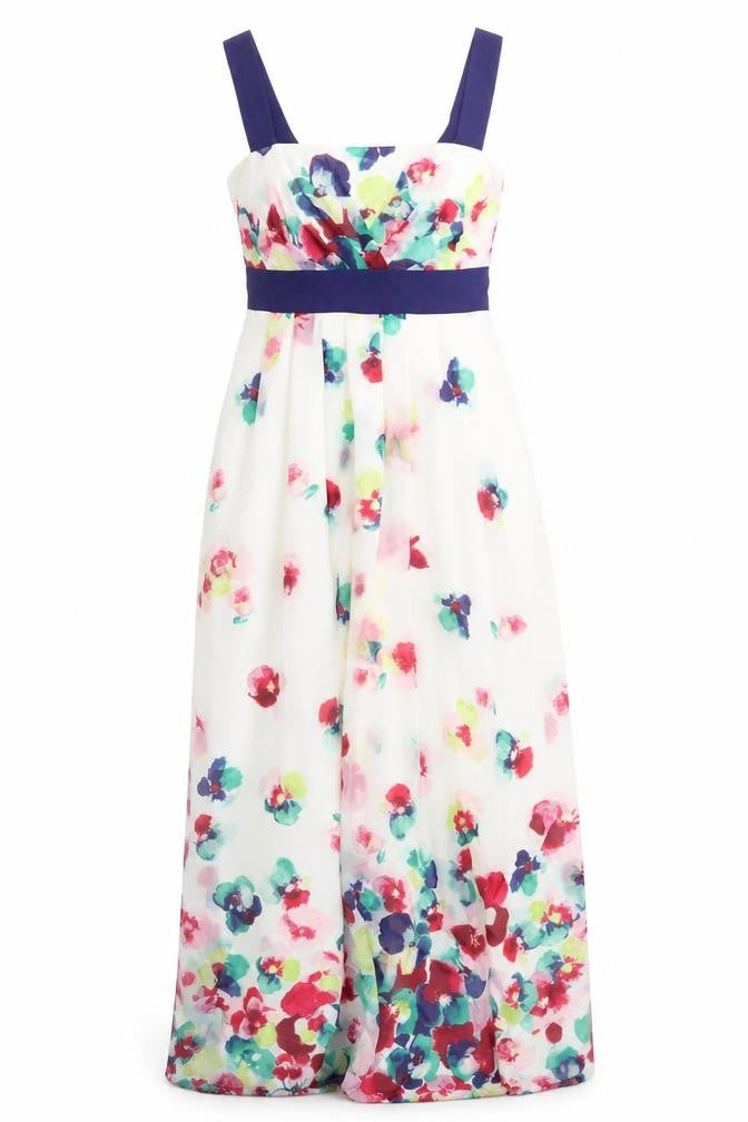 Monsoon Womens Multicoloured Floral Polyester A-Line Size 8 Square Neck Zip