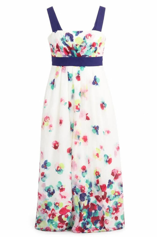 Monsoon Womens Multicoloured Floral Polyester A-Line Size 8 Square Neck Zip