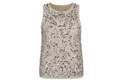 River Island Womens Beige Polyester Basic Tank Size 12 Round Neck