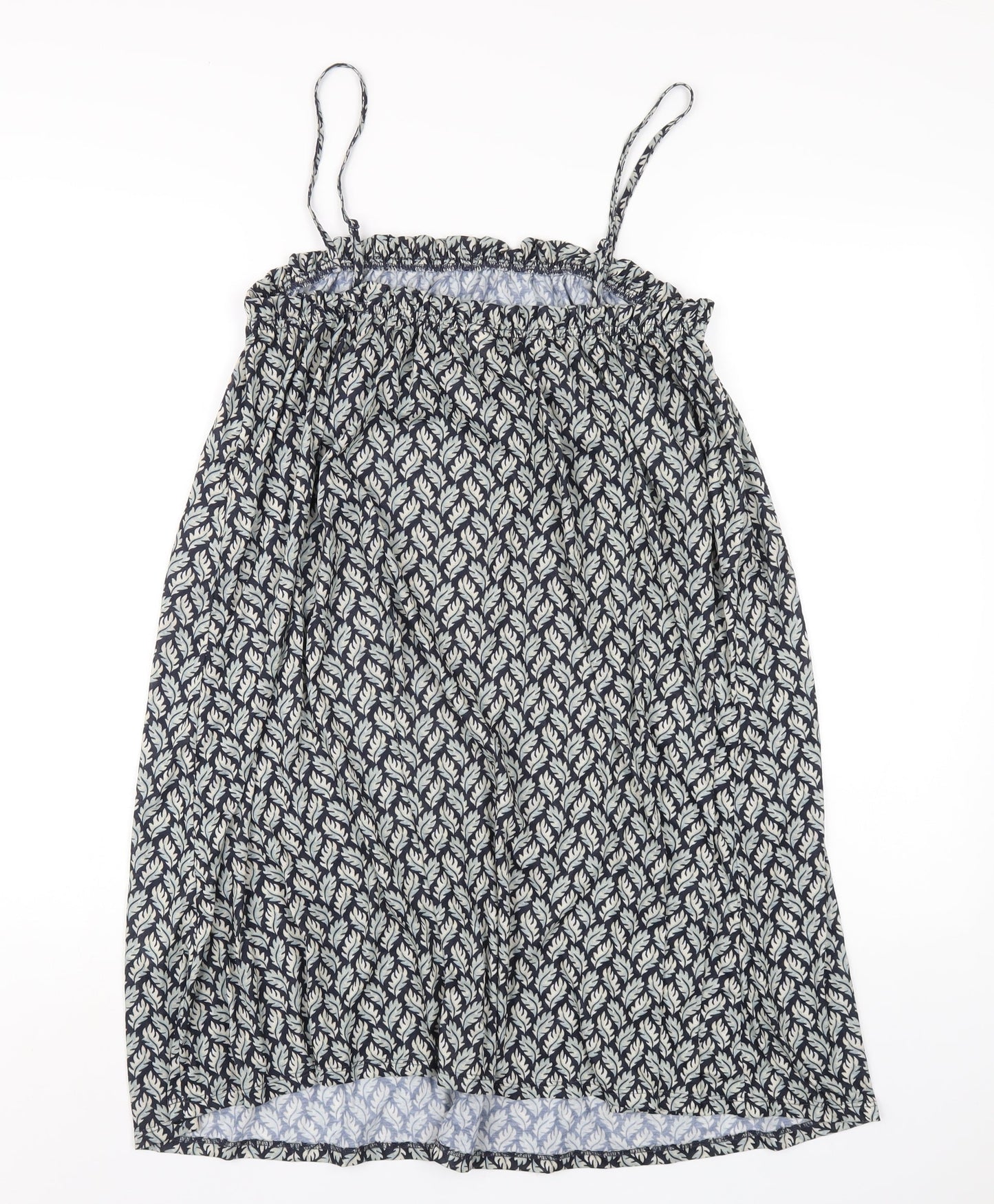 H&M Womens Blue Geometric Polyester A-Line Size S Square Neck Pullover