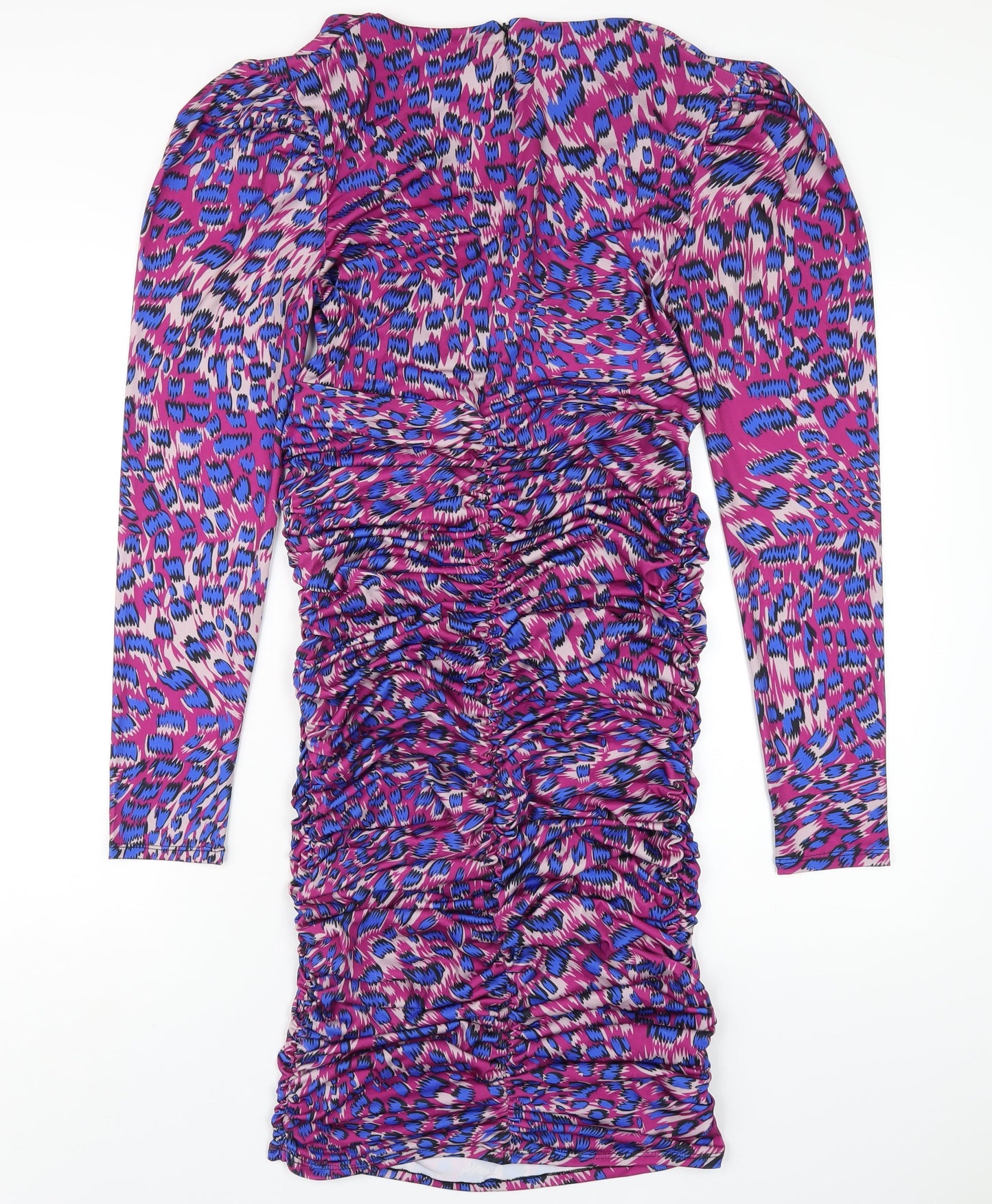 Jenerique Womens Multicoloured Geometric Polyester Bodycon Size 14 V-Neck Zip