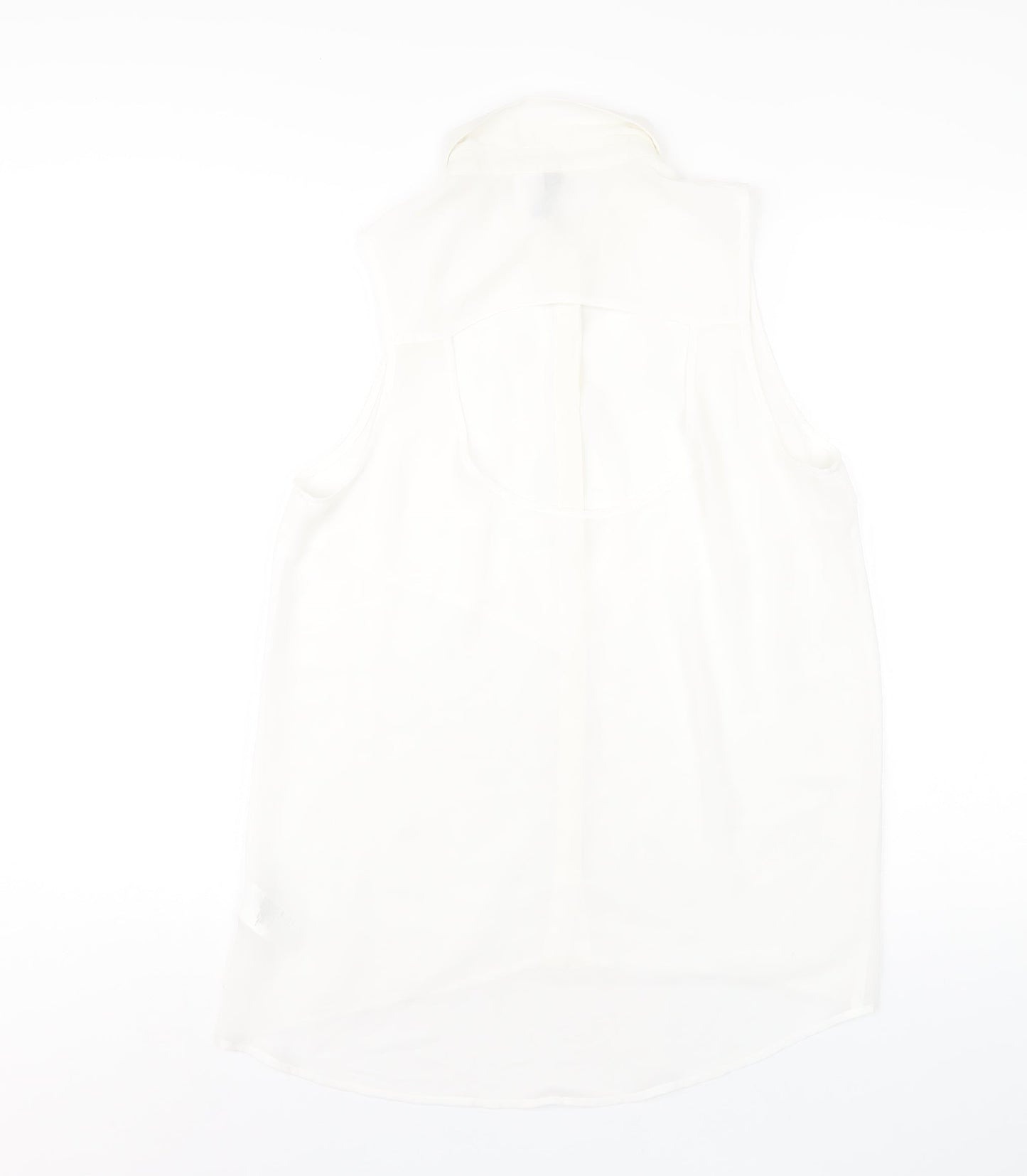 H&M Womens White Polyester Basic Button-Up Size 12 Collared