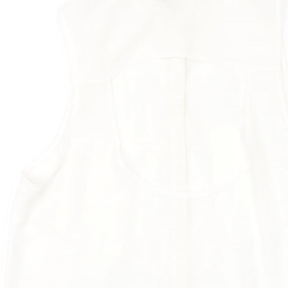 H&M Womens White Polyester Basic Button-Up Size 12 Collared
