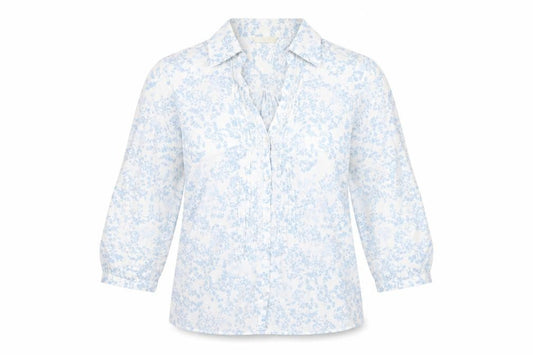 Marks and Spencer Womens Blue Geometric Cotton Basic Button-Up Size 10 Collared