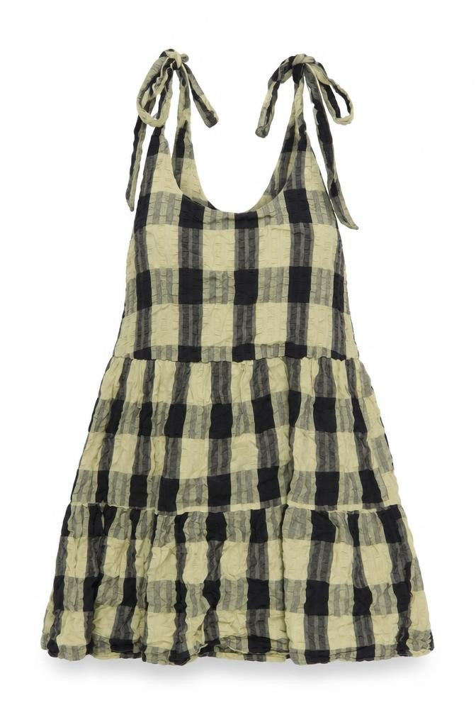 ASOS Womens Green Check Cotton A-Line Size 6 Scoop Neck Pullover