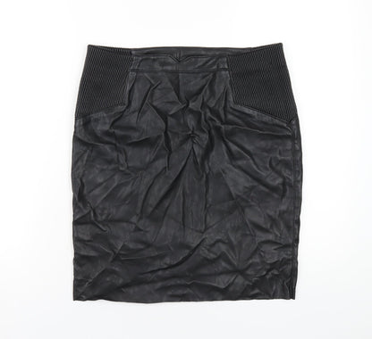 Vero Moda Womens Black Polyurethane Straight & Pencil Skirt Size L