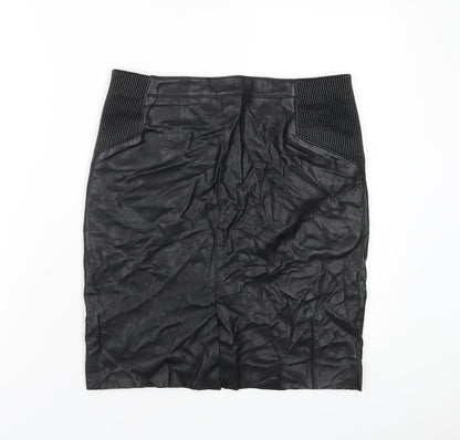 Vero Moda Womens Black Polyurethane Straight & Pencil Skirt Size L