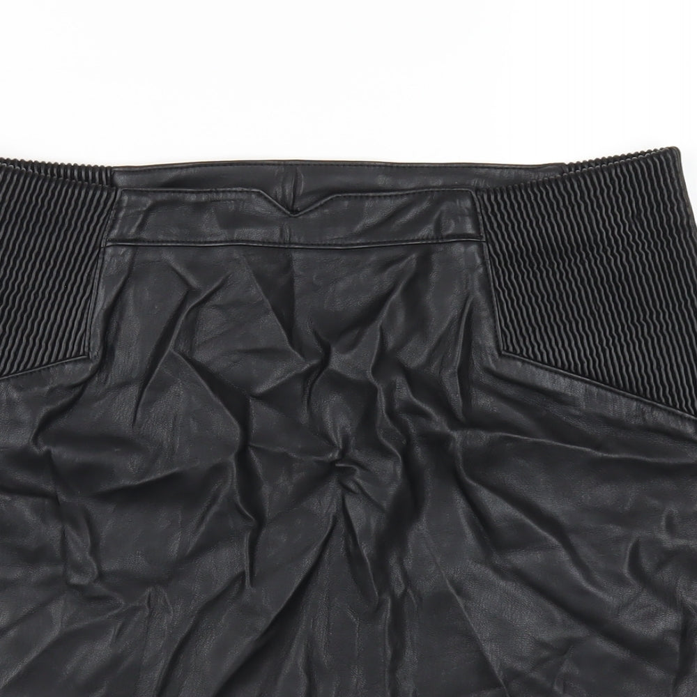 VERO MODA Womens Black Polyurethane Straight & Pencil Skirt Size L
